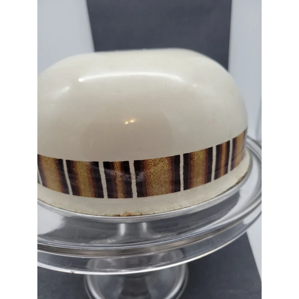 1960s Metal Enamel Mixing Bowl Set Brown Cream Retro Vtg 3 Piece Stripe Camping